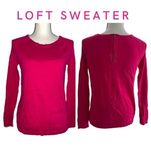 Ann Taylor LOFT Pink long sleeve back Short zipper sweater women's size Small